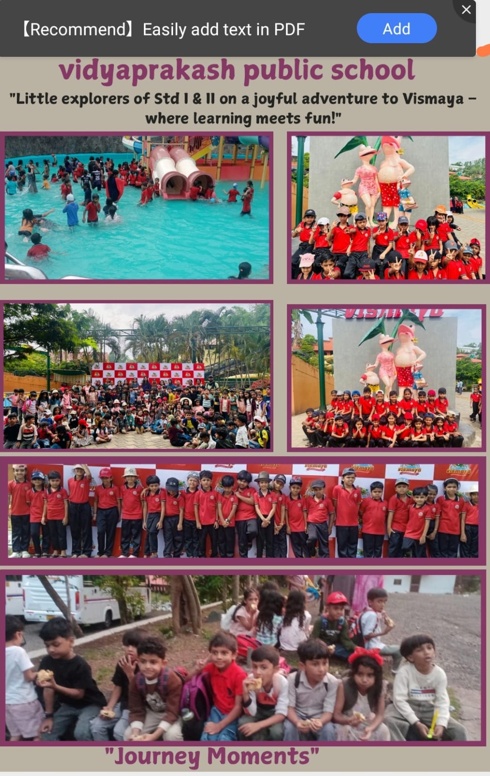 STD I&II TO VISMAYA PARK KANNUR