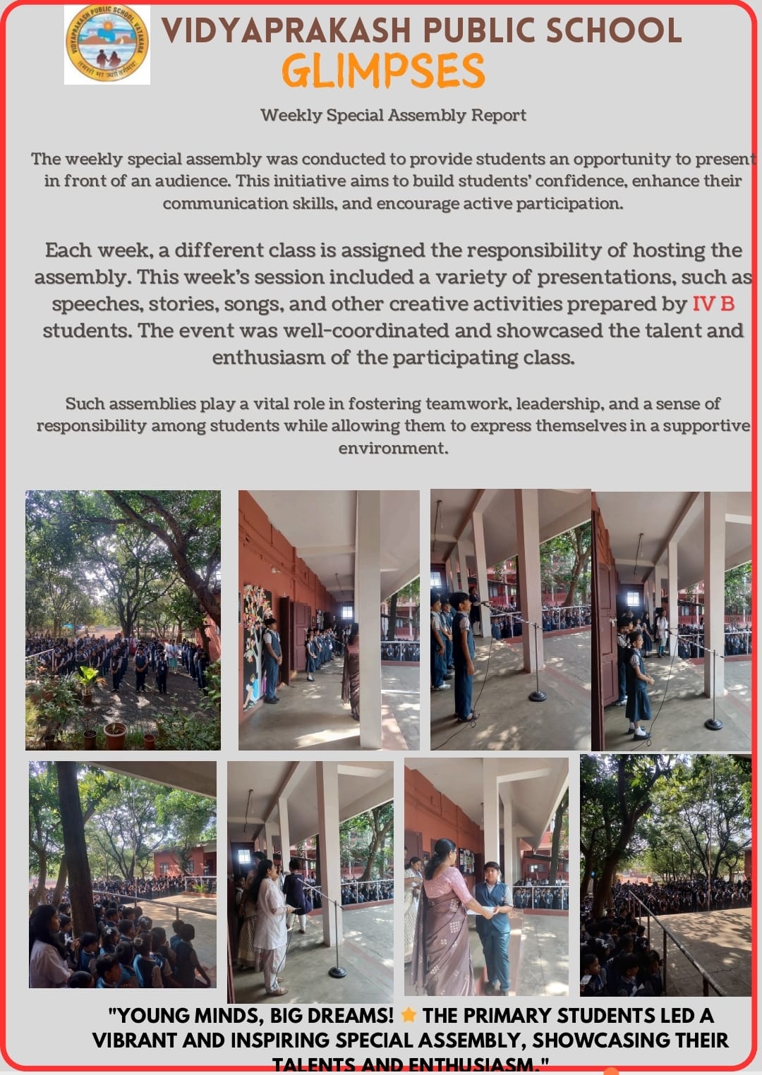 WEEKLY SPECIAL ASSEMBLY REPORT